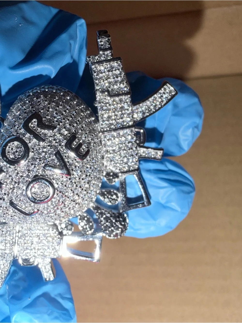 Iced Out 925 Sterling Silver & Black & Clear Moissanite For Love
